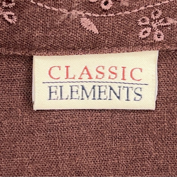 Vintage Large Classic Elements Brown Linen Blend Short Sleeve Button Up Top - Picture 11 of 13